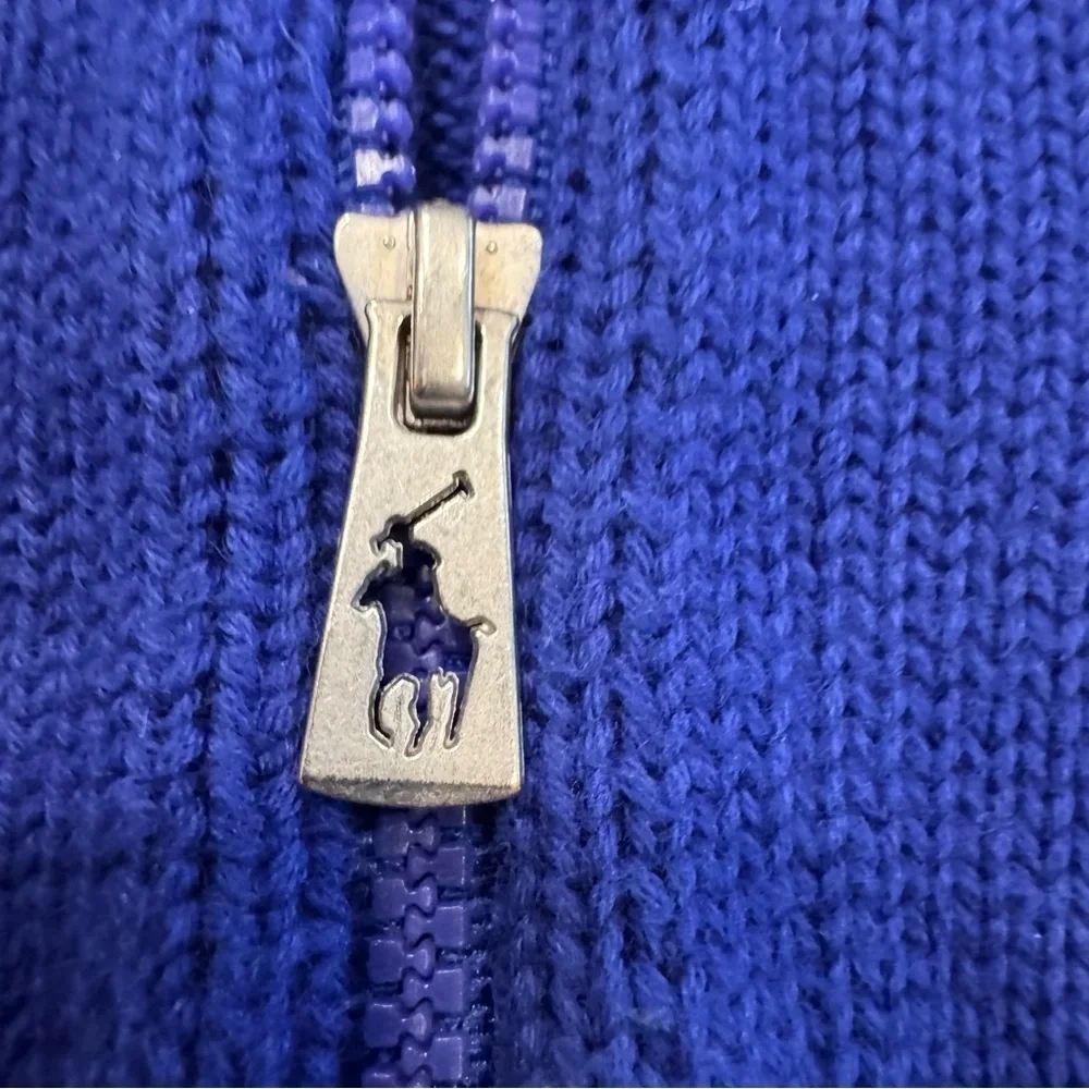 Ralph Lauren boys Big Pony royal blue & navy Full Zip Sweater cotton size 12mos